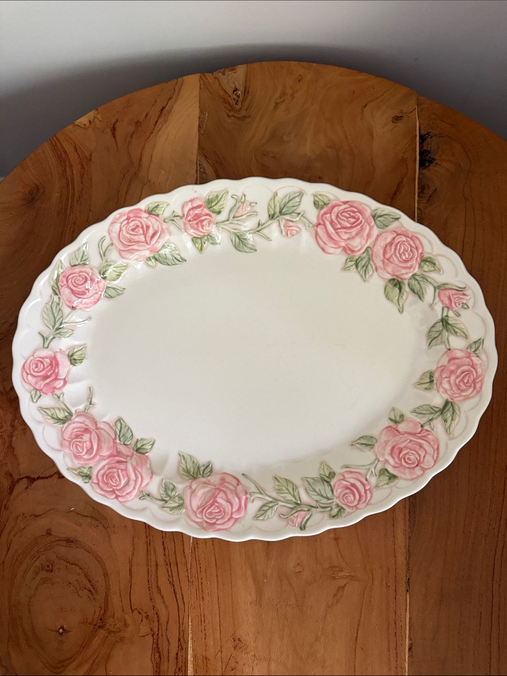 Metlox Vintage Poppytrail Vernon Ware Pink Rose Serving Platter California Made
